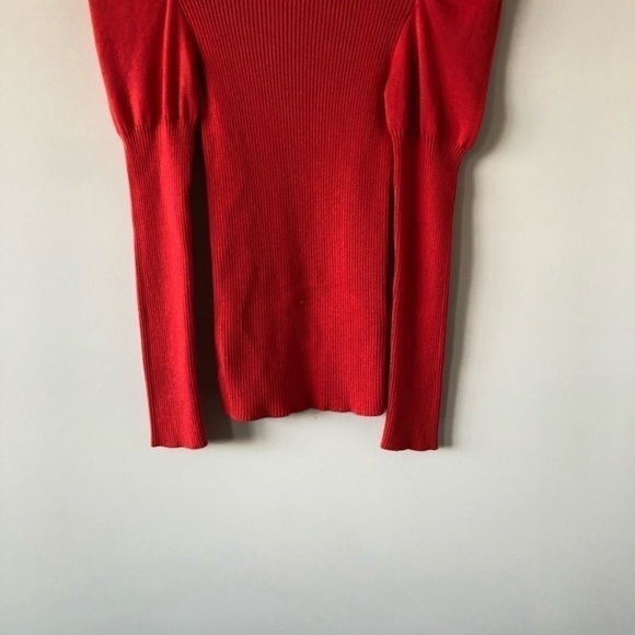 Nwt-Anthropologie “Chelsea” Ribbed Puff Sleeve Lightweight Turtleneck - Picture 3 of 8
